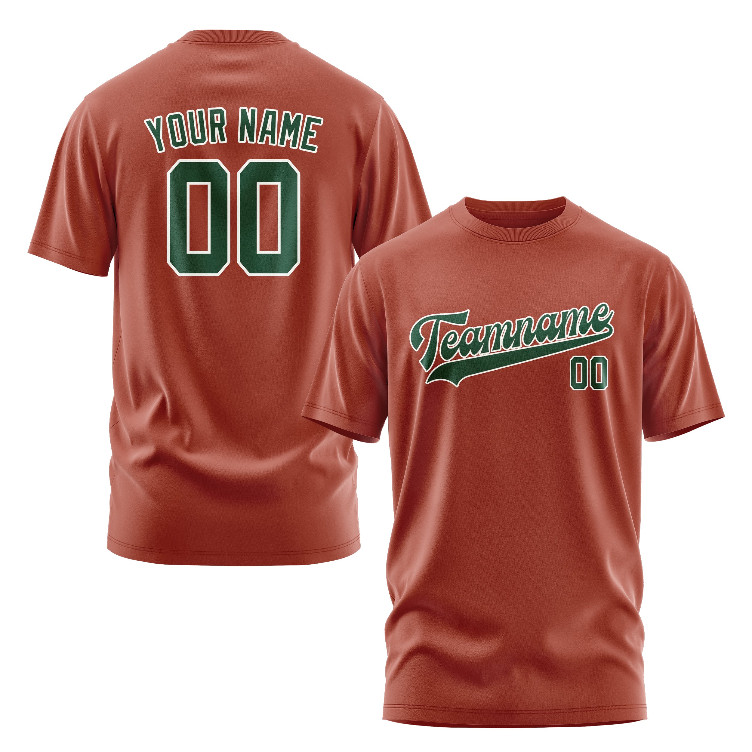 Custom Coral Red Green T-Shirt