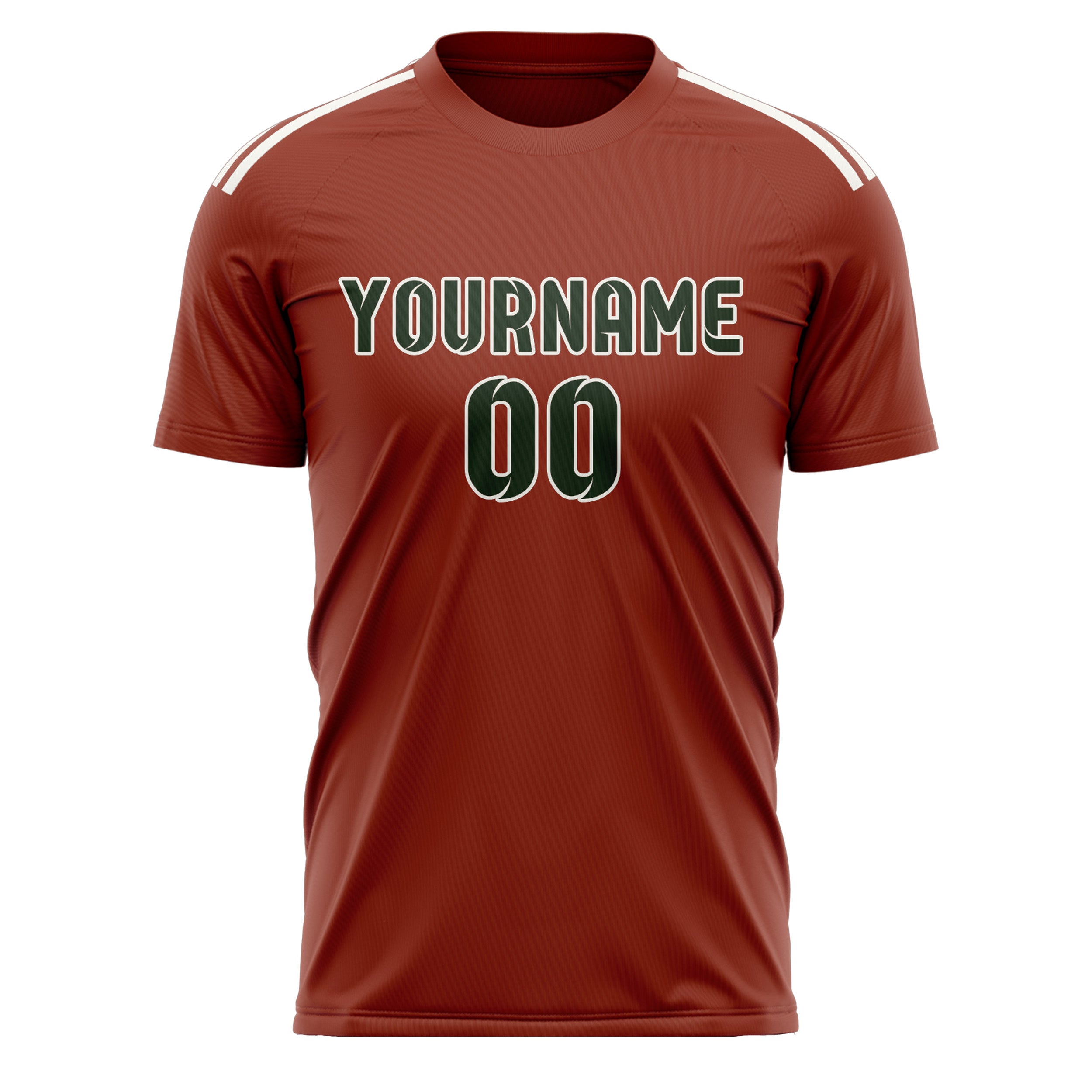 Custom Coral Red Dark Green Soccer Jersey