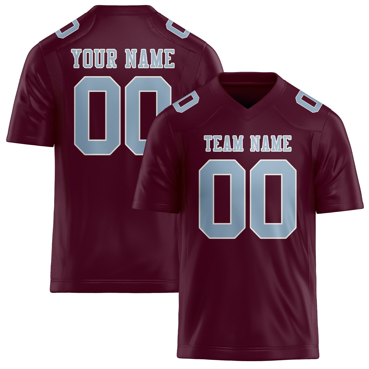 Custom Coral Red Light Blue Football Jersey