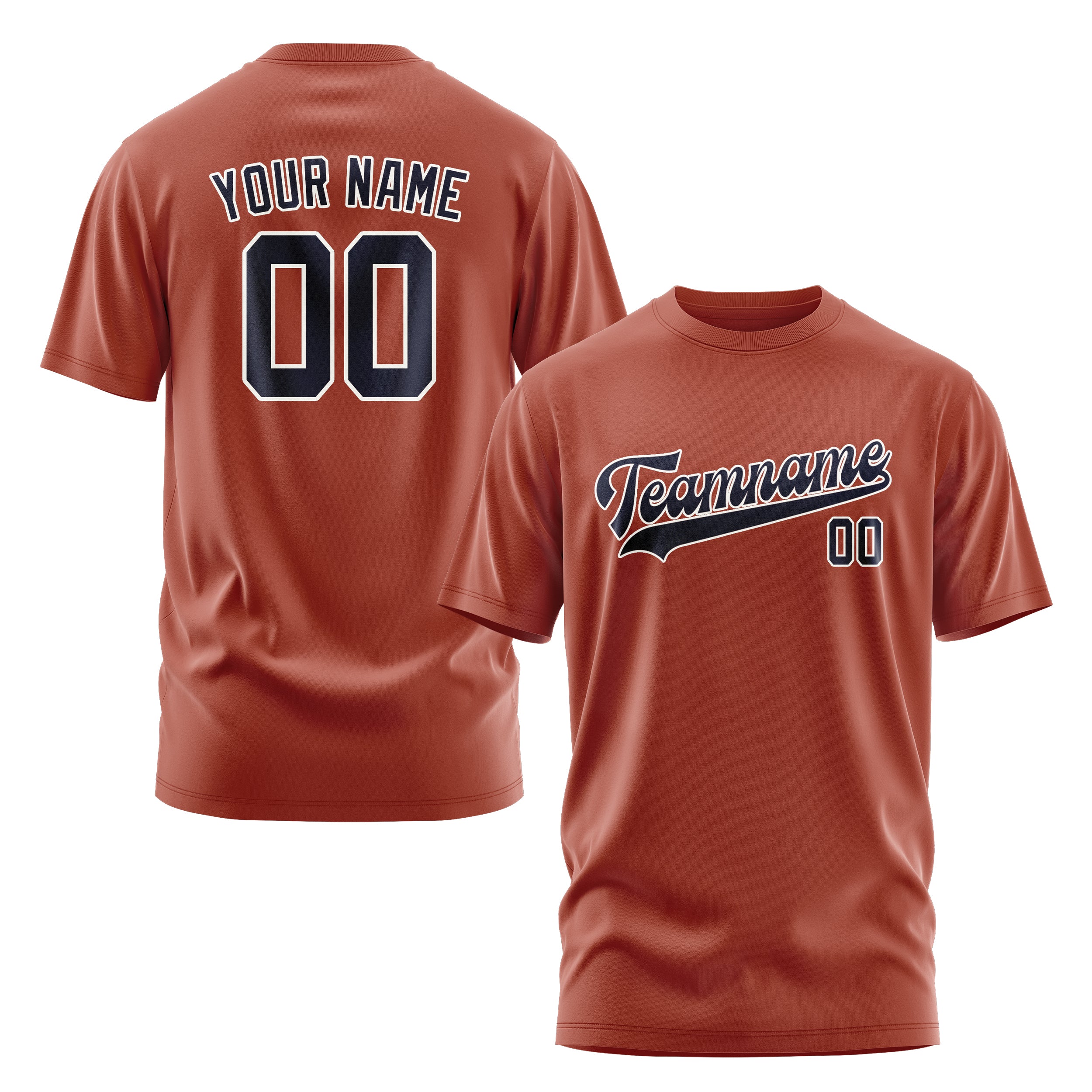 Custom Coral Red Navy T-Shirt