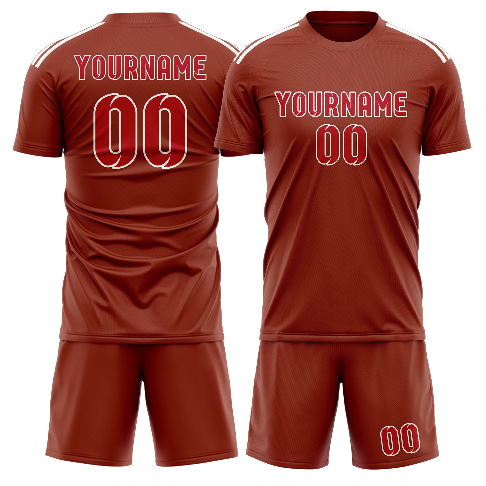Custom Coral Red Red Soccer Set