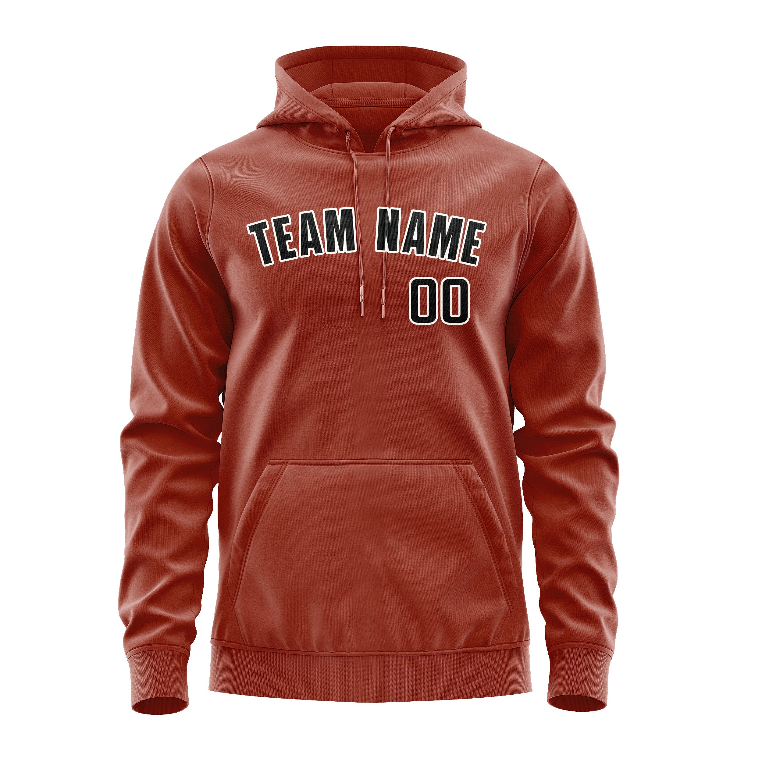 Custom Coral Red Black Hoodie