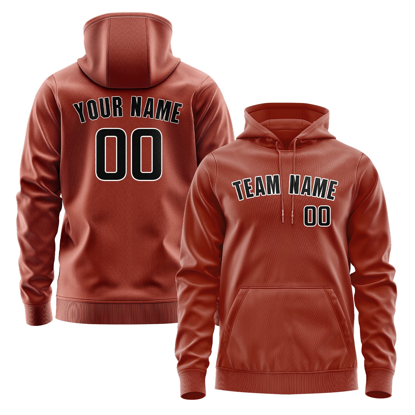 Custom Coral Red Black Hoodie