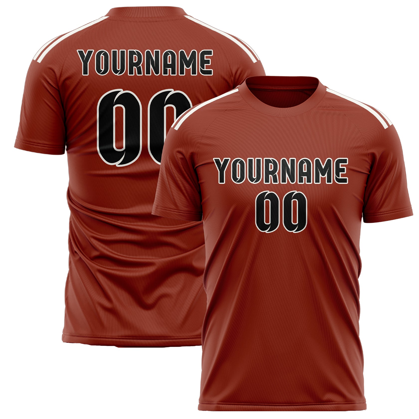 Custom Coral Red Black Soccer Jersey