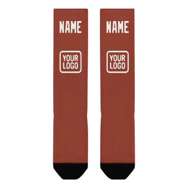 Custom Coral Red White Knee-High Sock