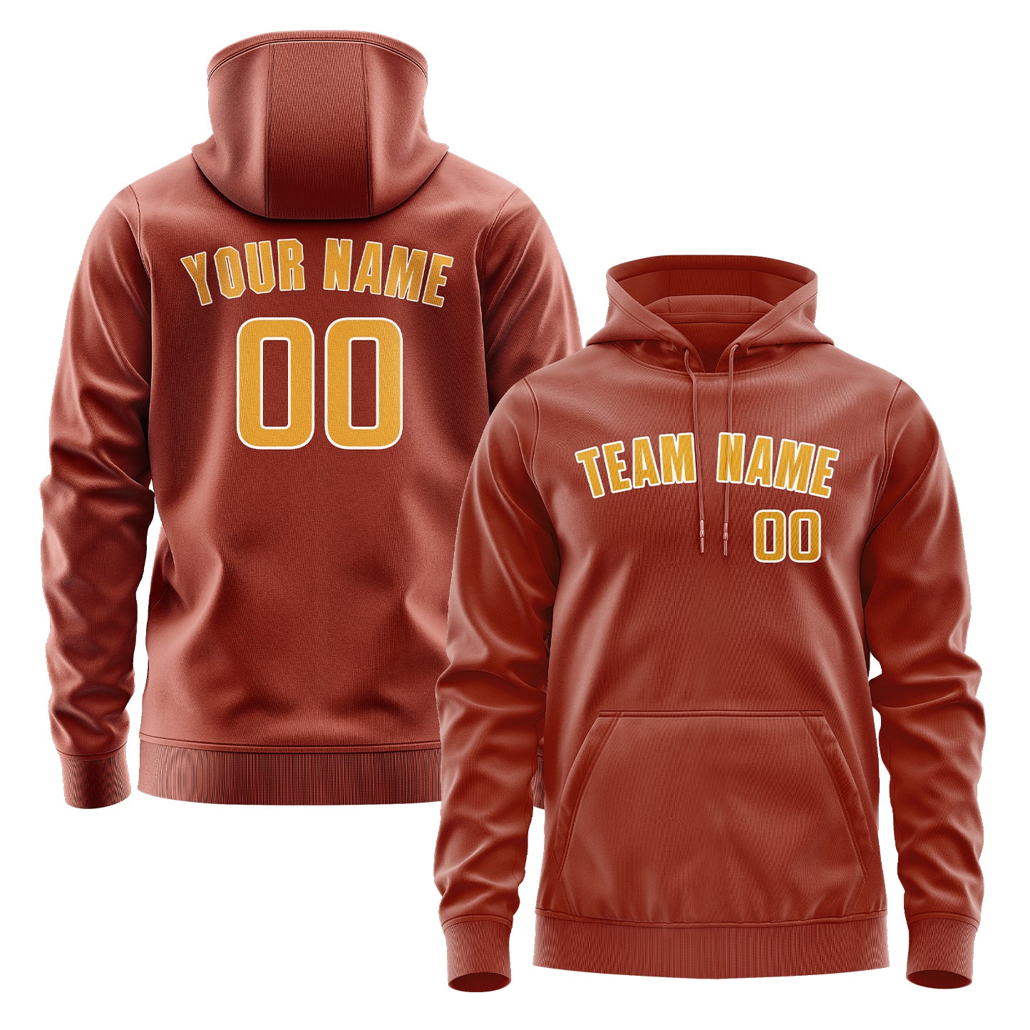 Custom Coral Red Yellow Hoodie