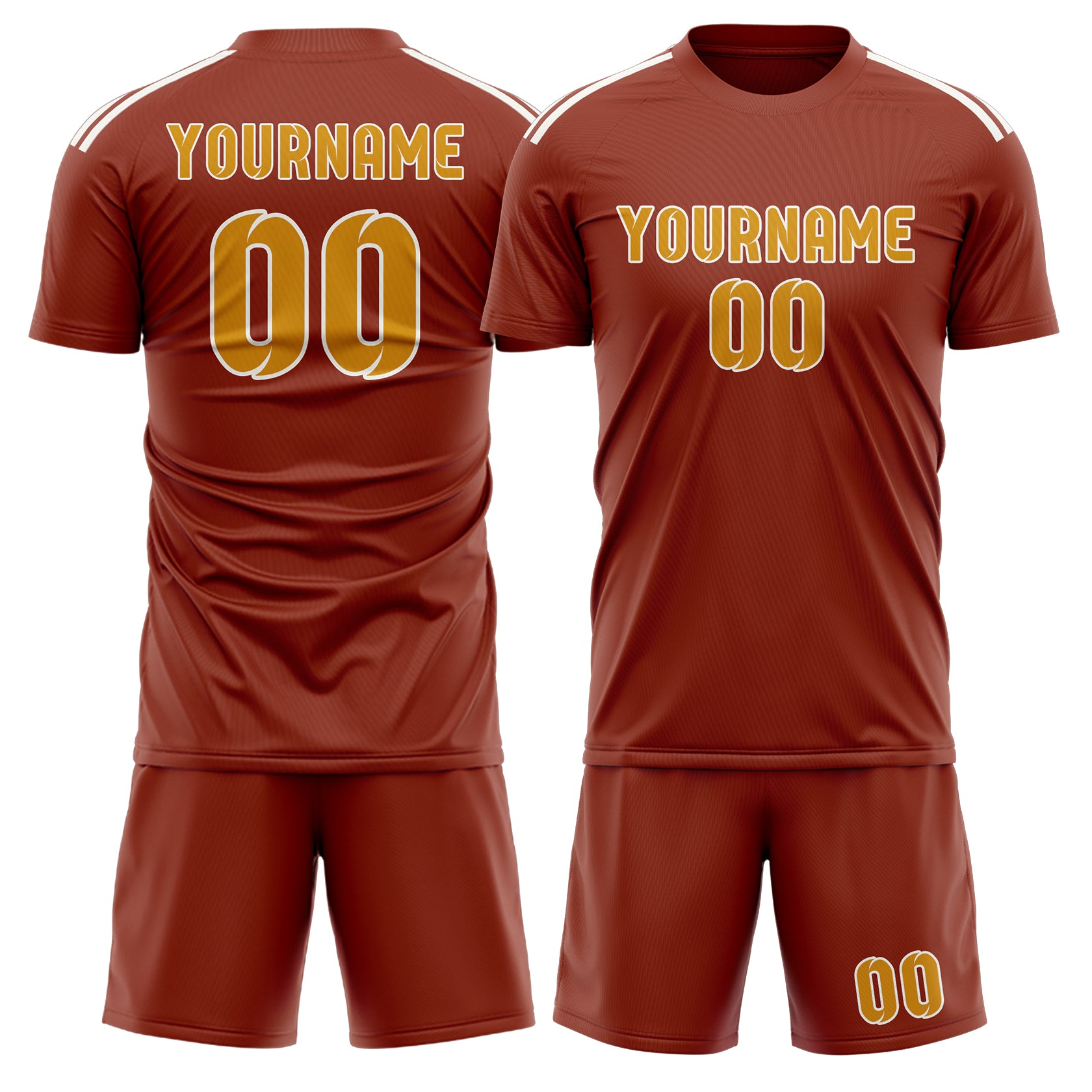 Custom Coral Red Yellow Soccer Set