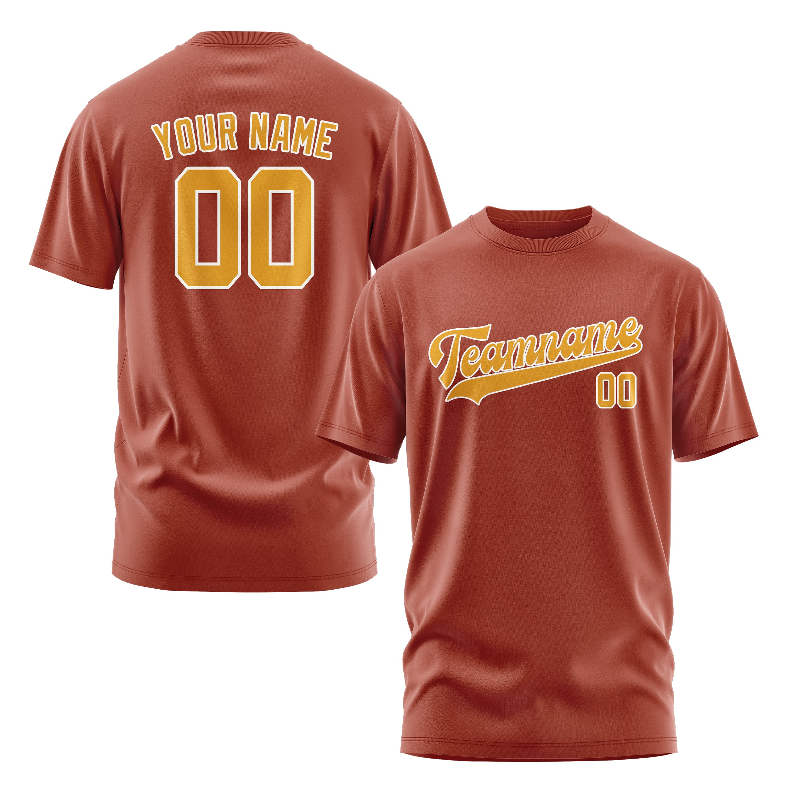 Custom Coral Red Yellow T-Shirt