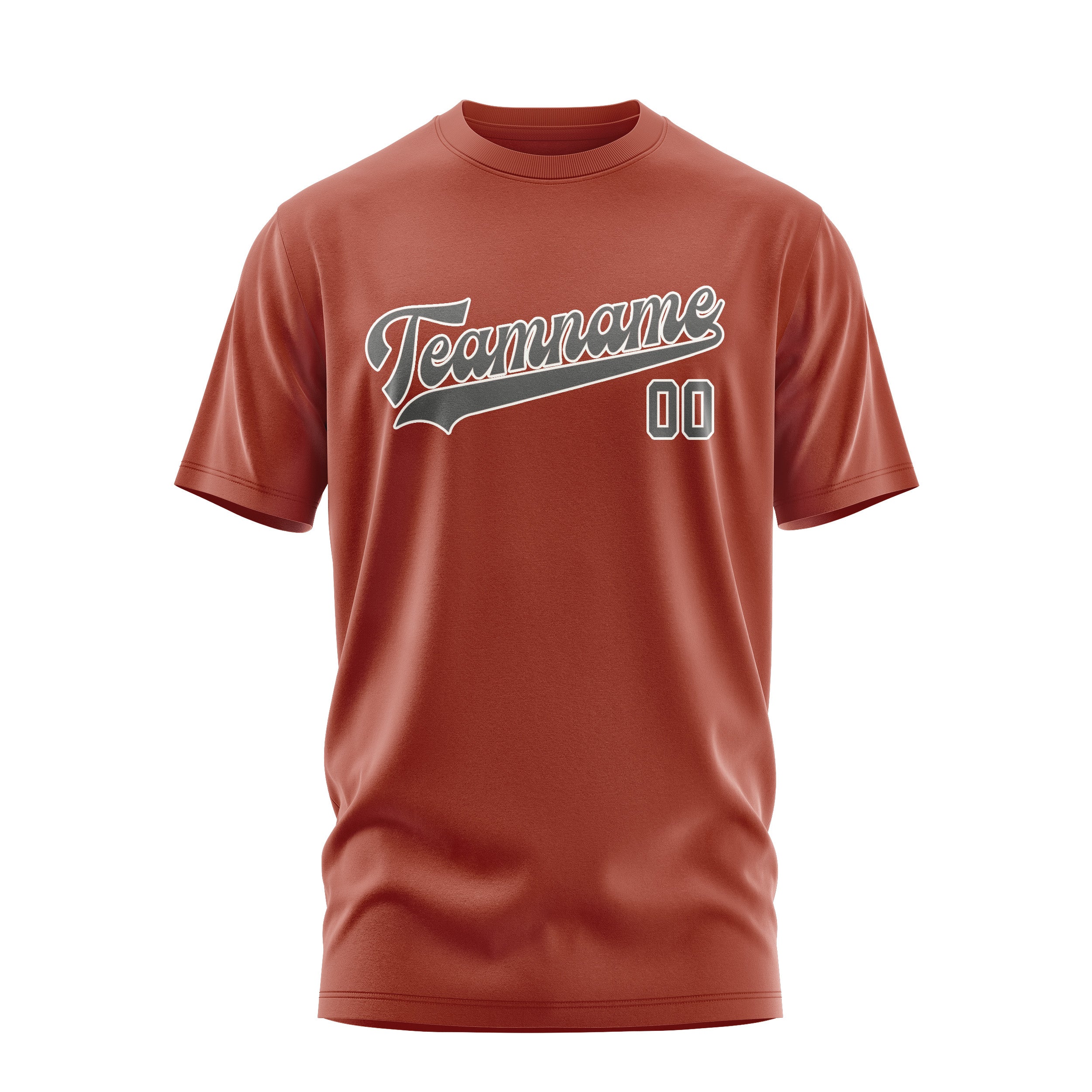 Custom Coral Red Dark Grey T-Shirt