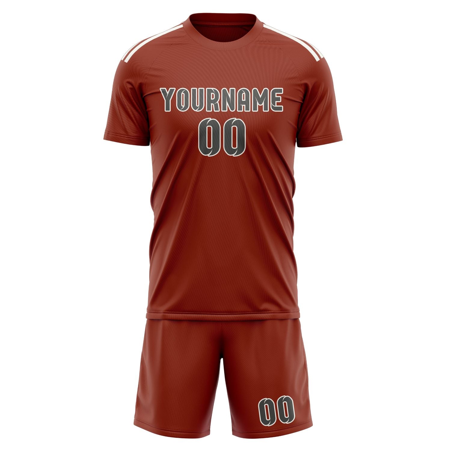 Custom Coral Red Dark Grey Soccer Set