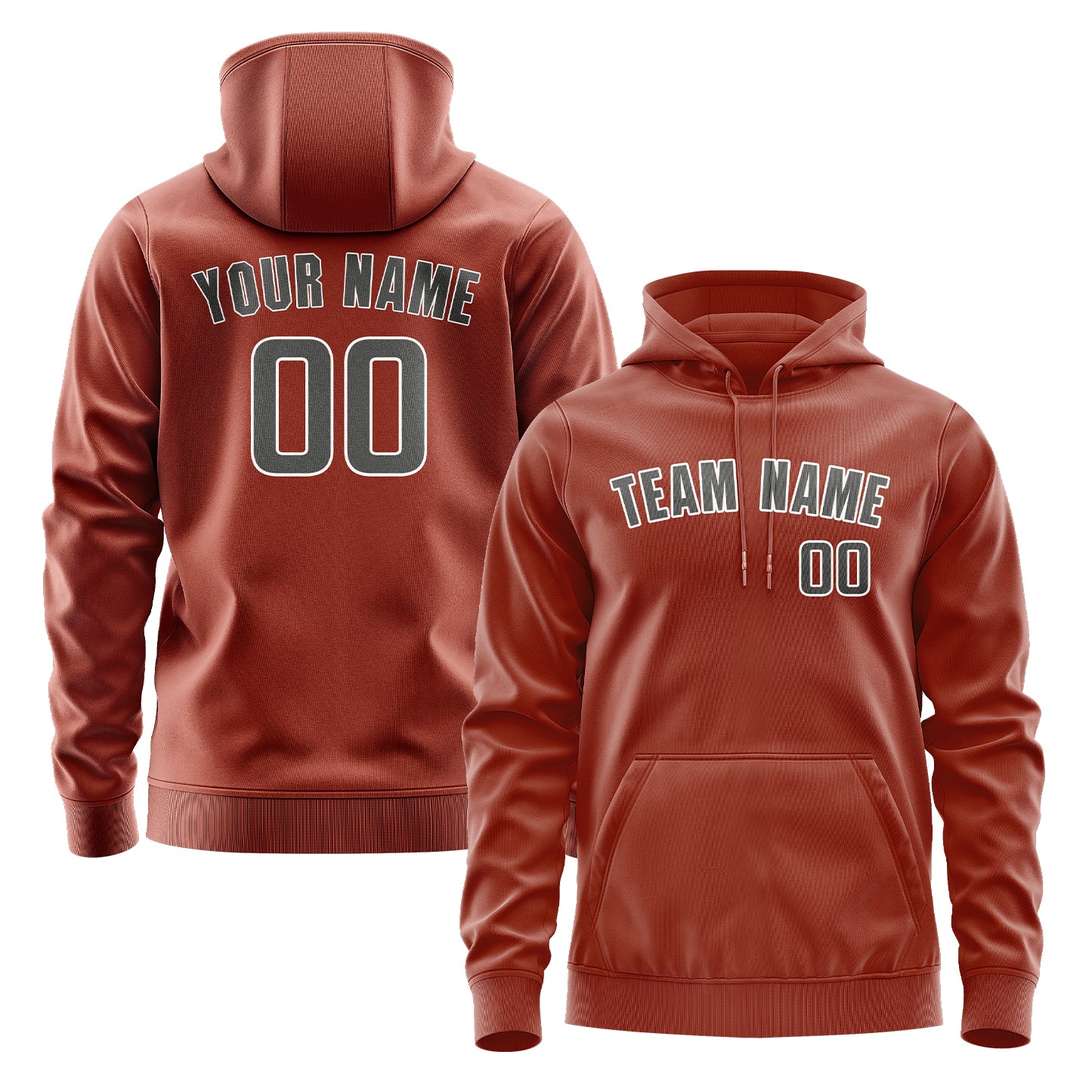 Custom Coral Red Dark Grey Hoodie