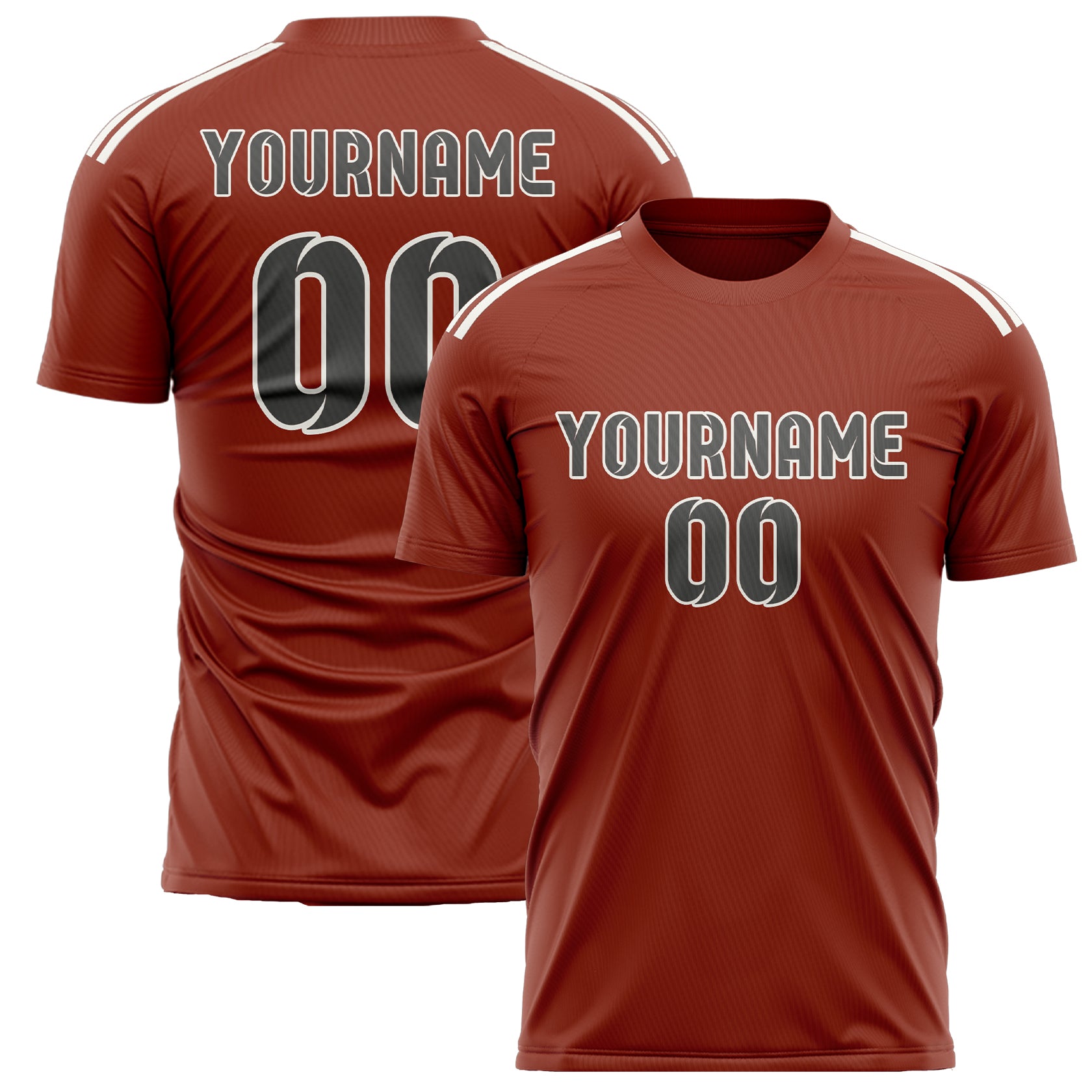 Custom Coral Red Dark Grey Soccer Jersey