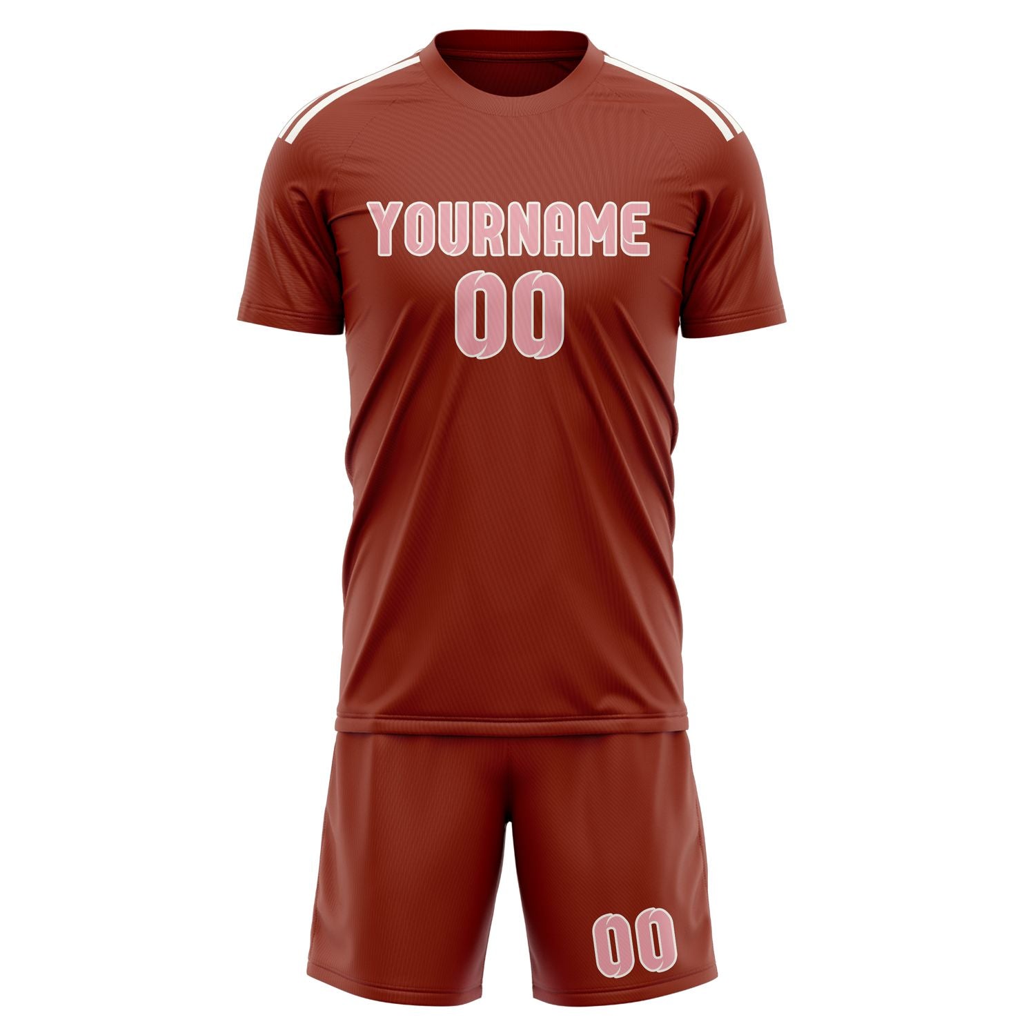 Custom Coral Red Light Pink Soccer Set
