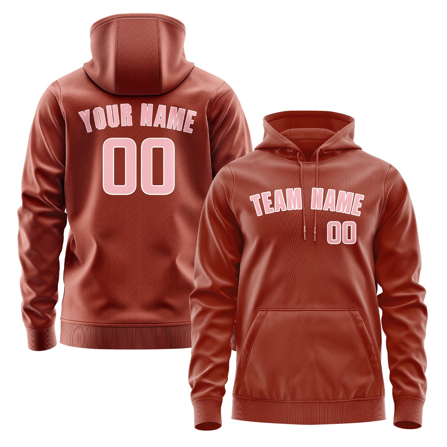 Custom Coral Red Light Pink Hoodie
