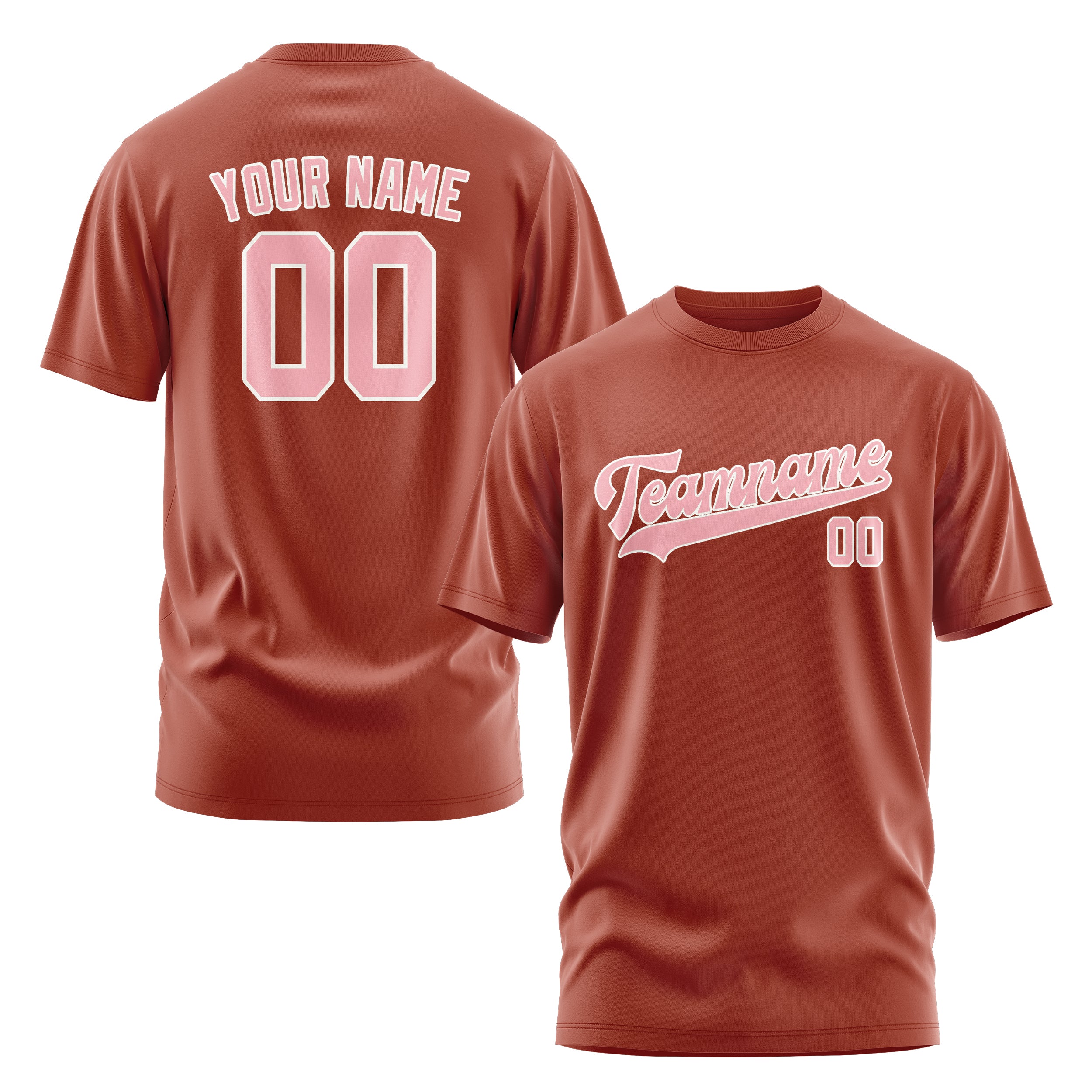 Custom Coral Red Light Pink T-Shirt