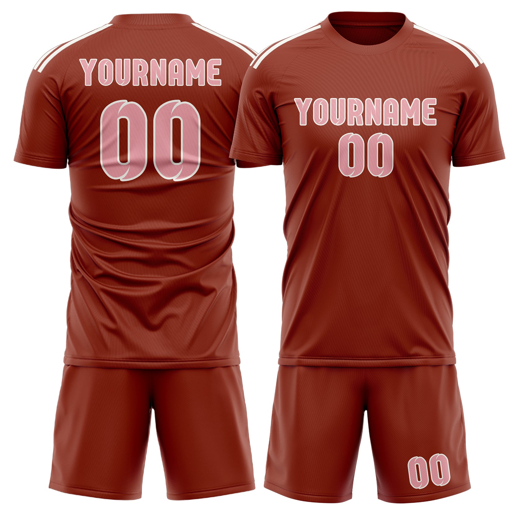 Custom Coral Red Light Pink Soccer Set