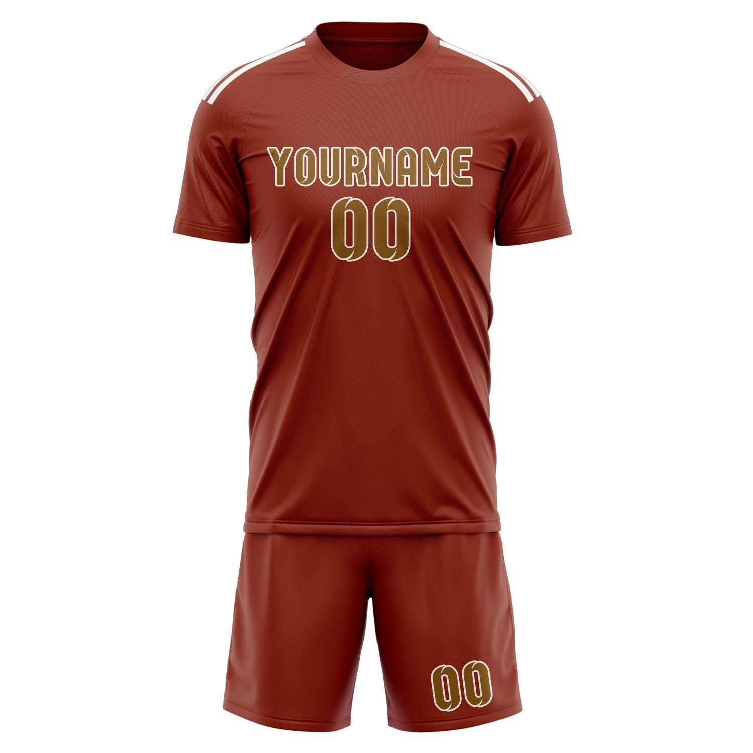 Custom Coral Red Khaki Soccer Set