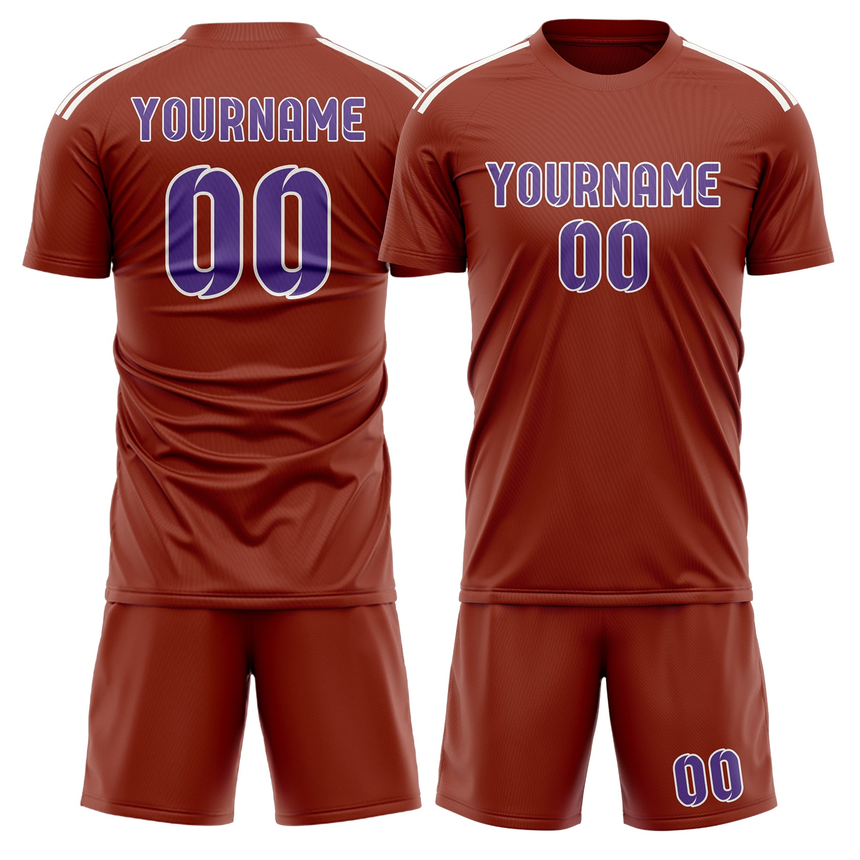 Custom Coral Red Light Purple Soccer Set