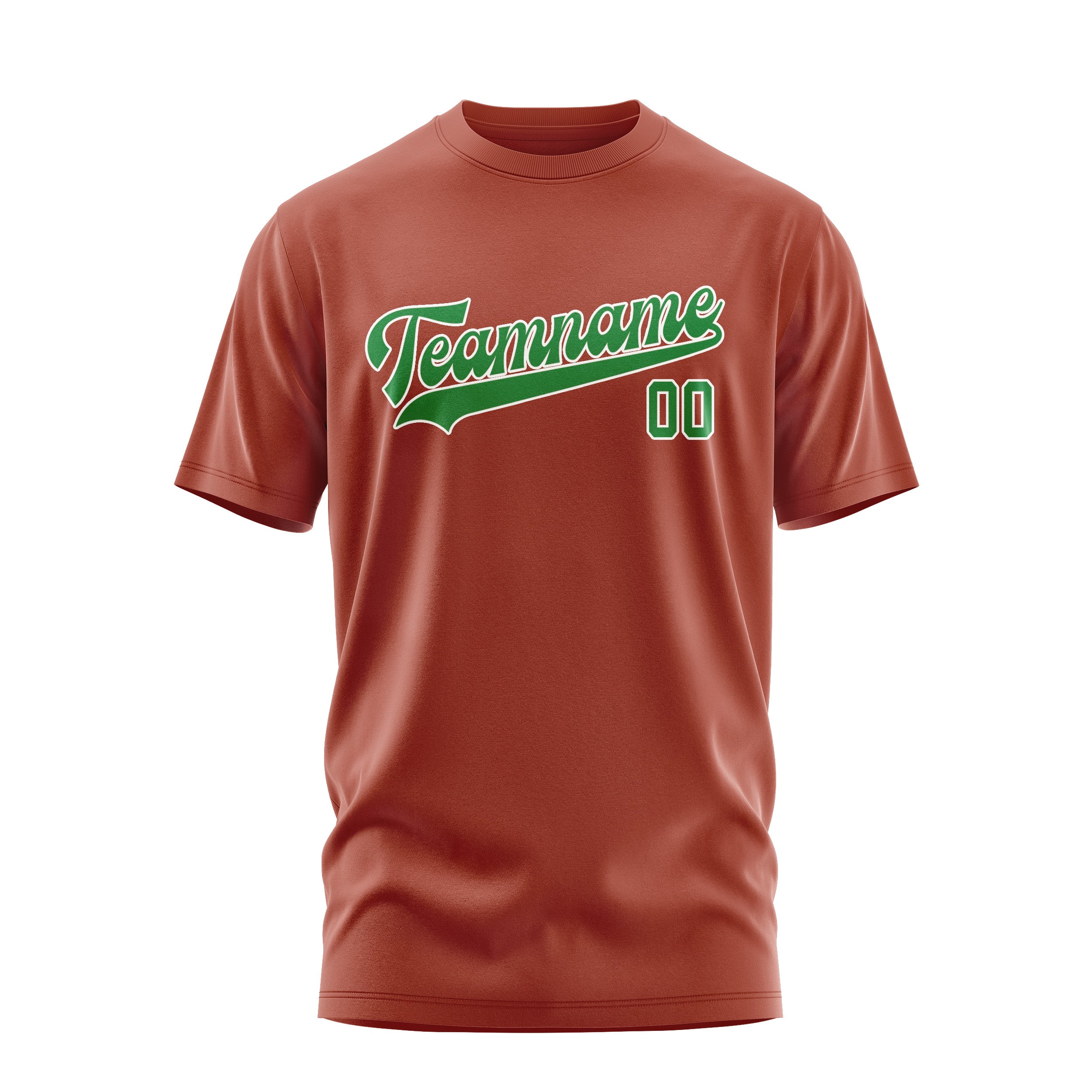 Custom Coral Red Emerald Green T-Shirt
