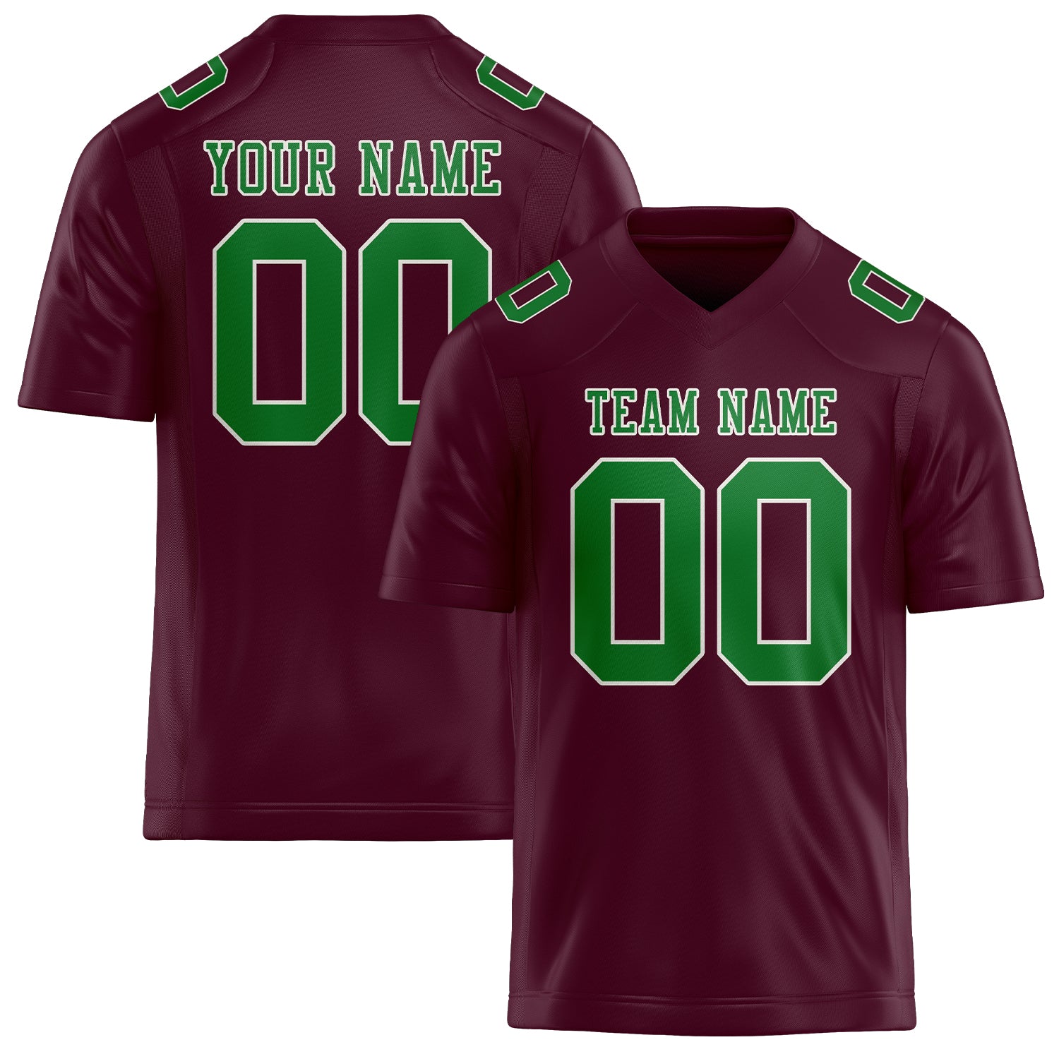 Custom Coral Red Emerald Green Football Jersey