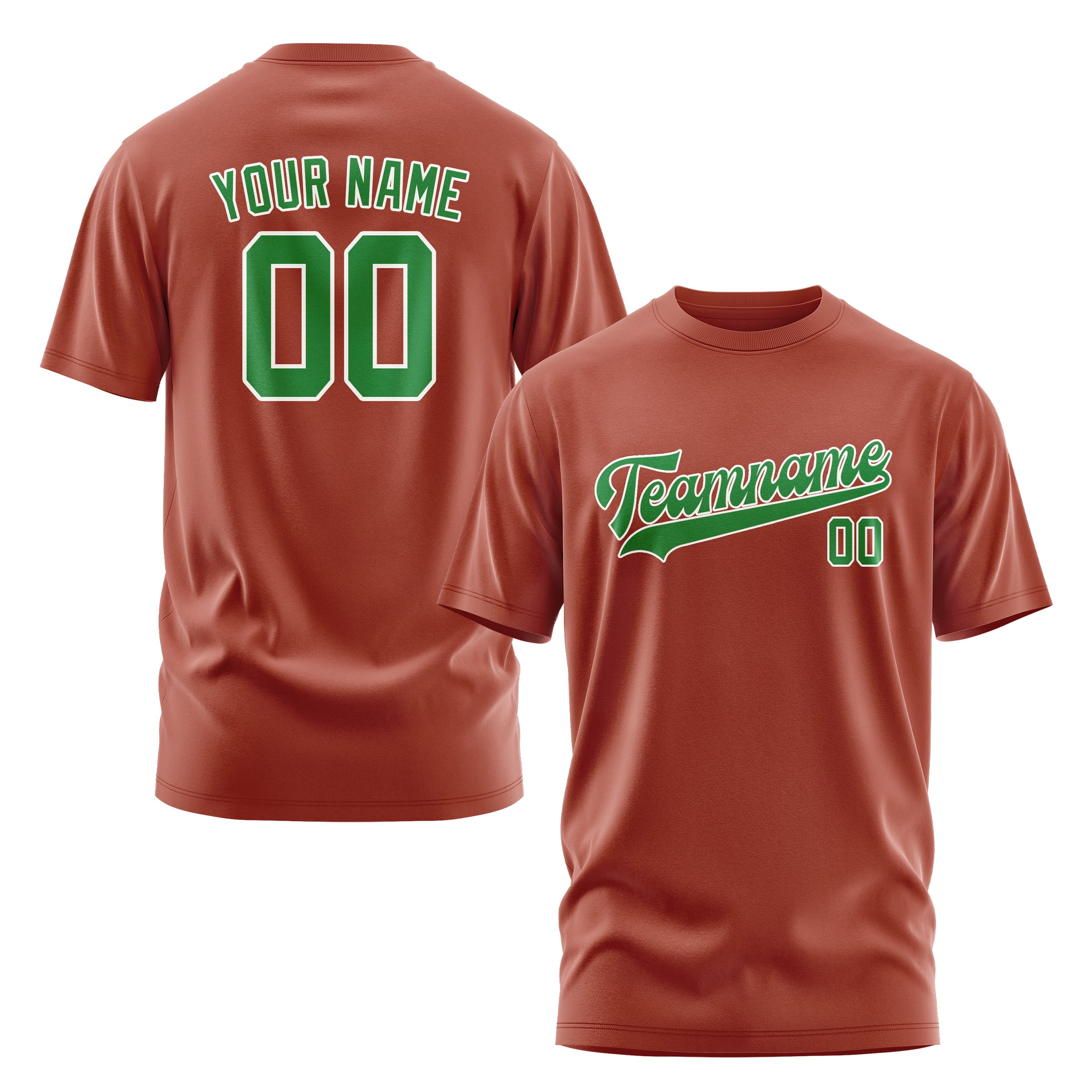 Custom Coral Red Emerald Green T-Shirt