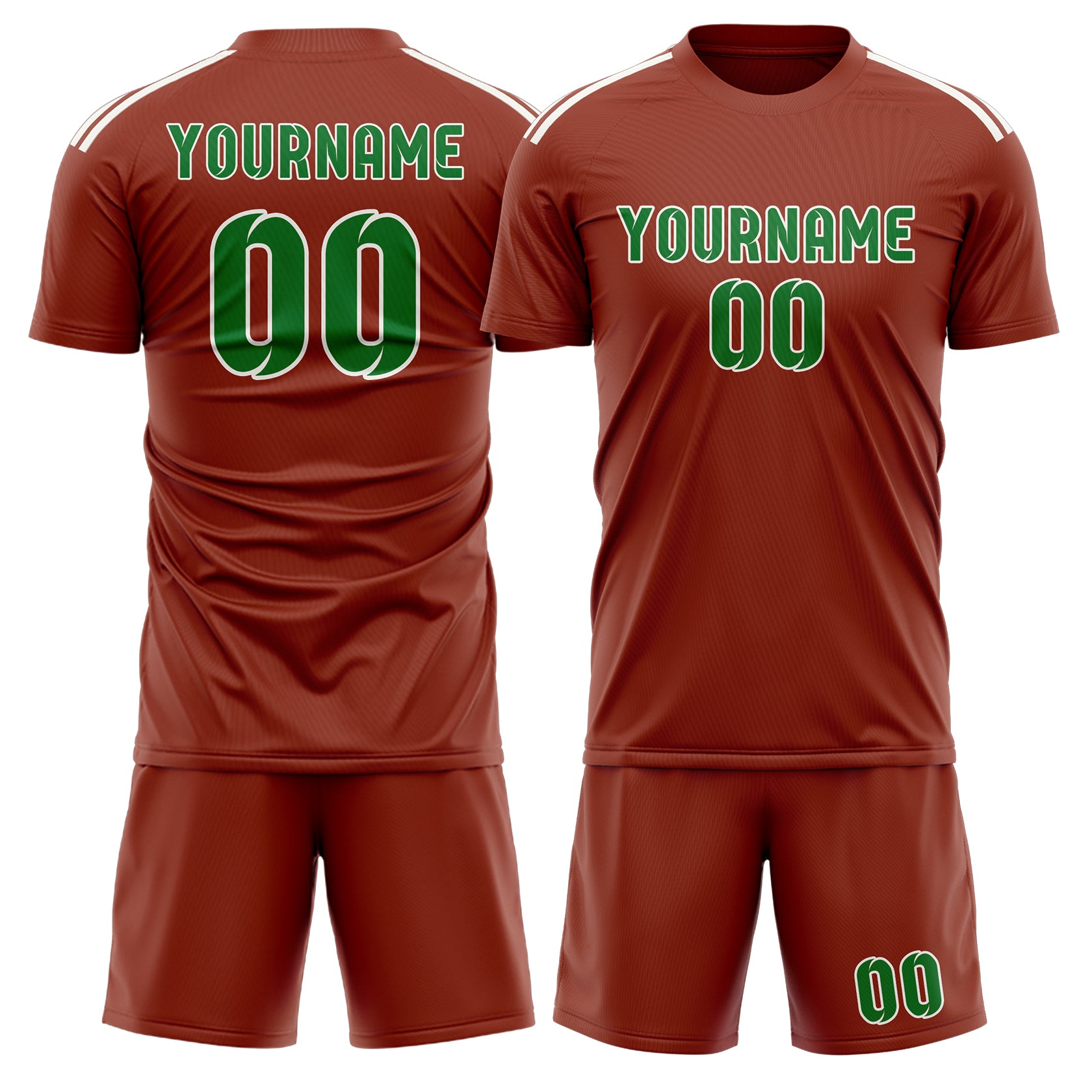 Custom Coral Red Emerald Green Soccer Set