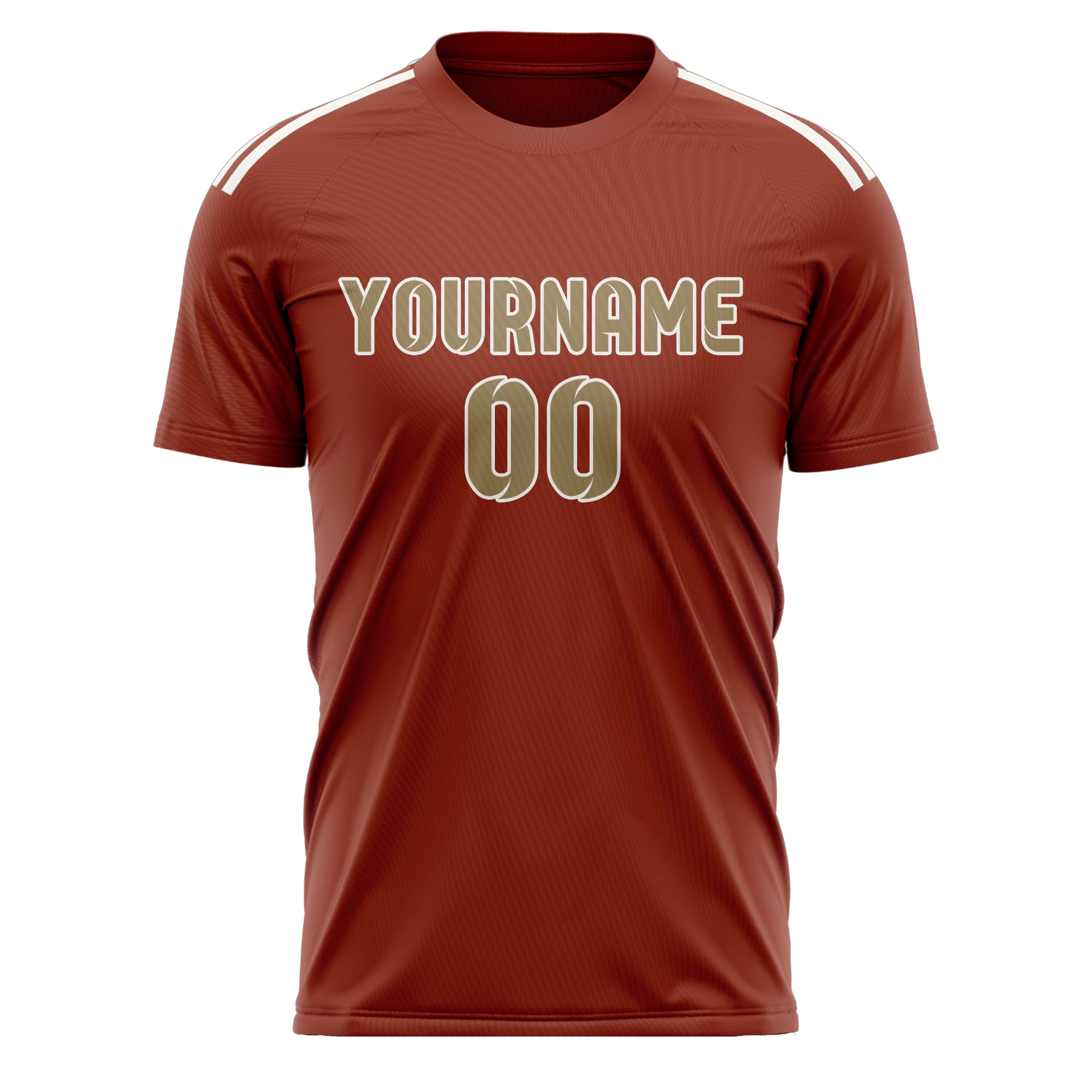 Custom Coral Red Light Khaki Soccer Jersey