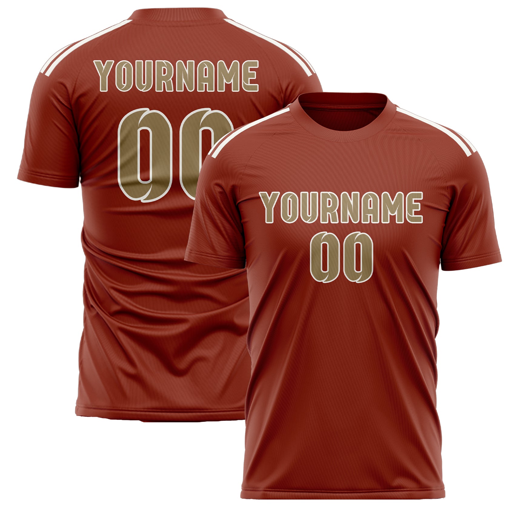Custom Coral Red Light Khaki Soccer Jersey