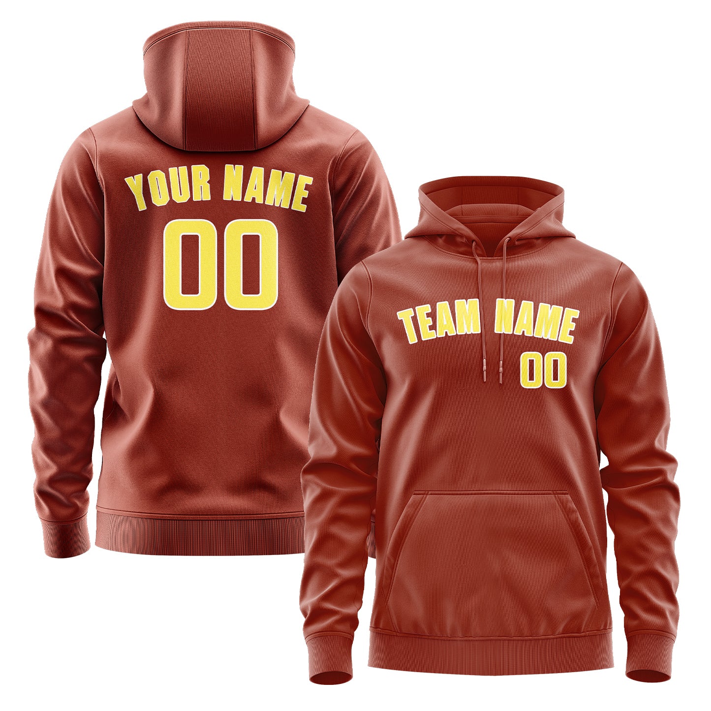 Custom Coral Red Light Yellow Hoodie