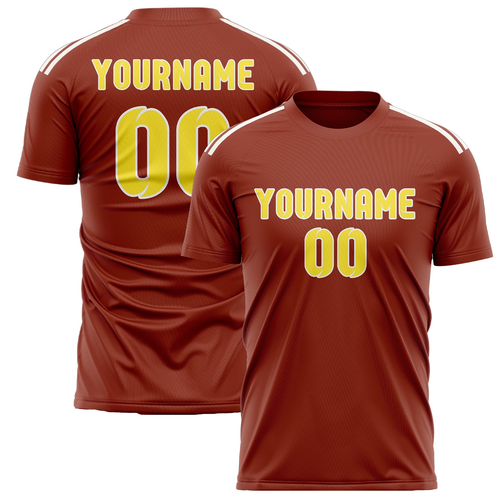 Custom Coral Red Light Yellow Soccer Jersey