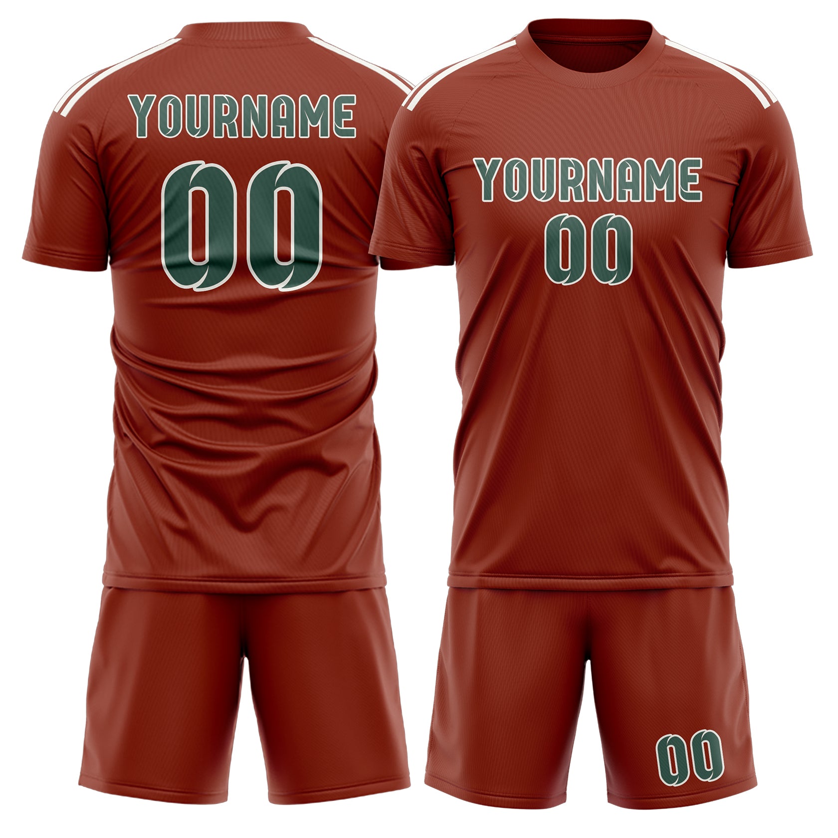 Custom Coral Red Blue Green Soccer Set