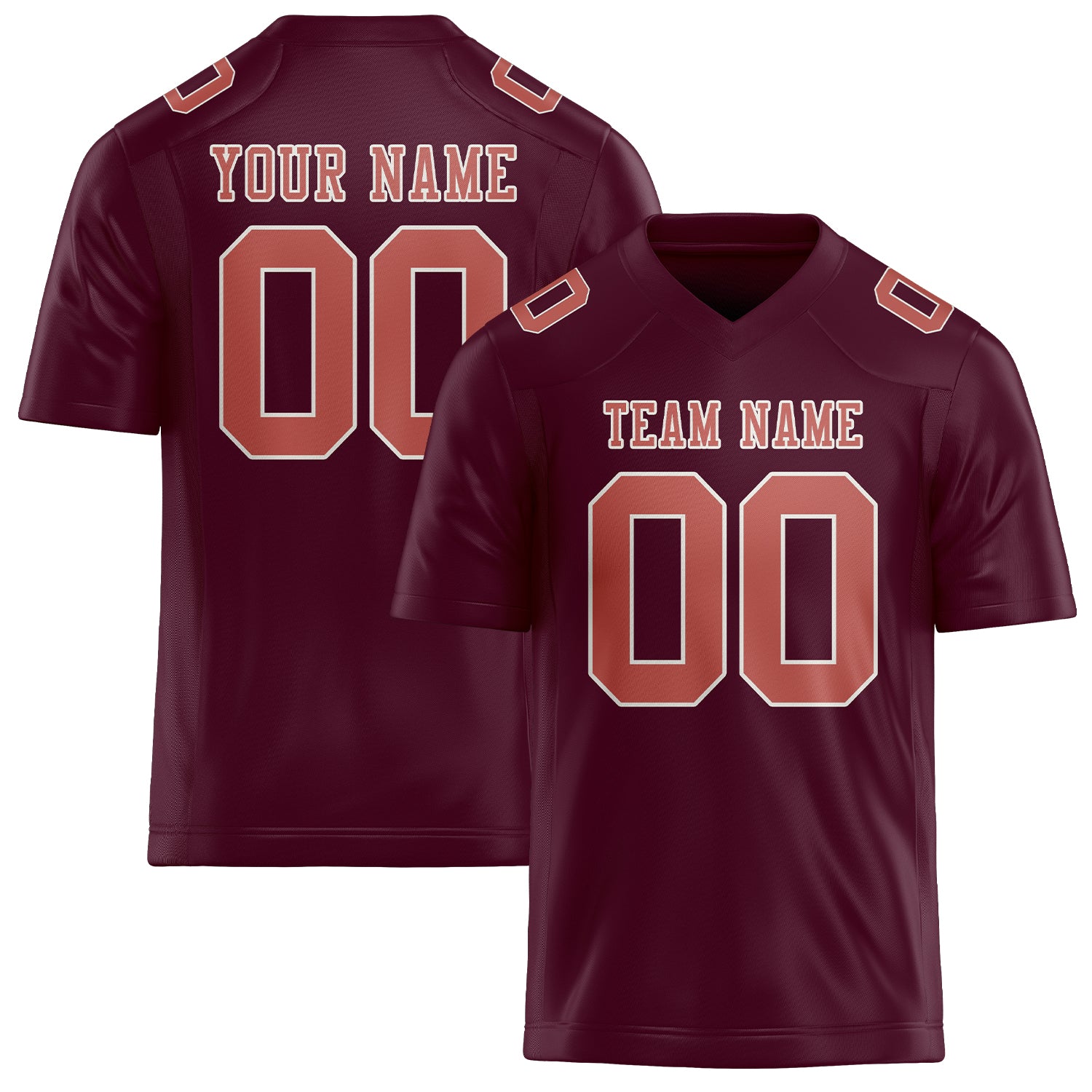 Custom Coral Red Copper Rose Football Jersey