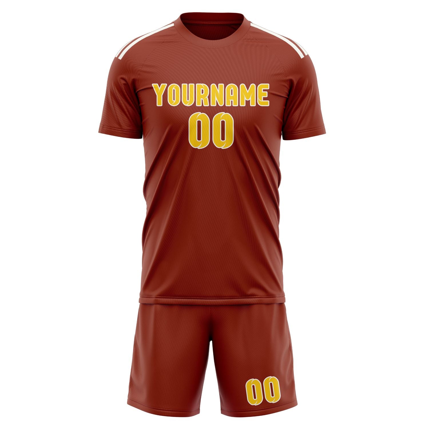 Custom Coral Red Gold Soccer Set