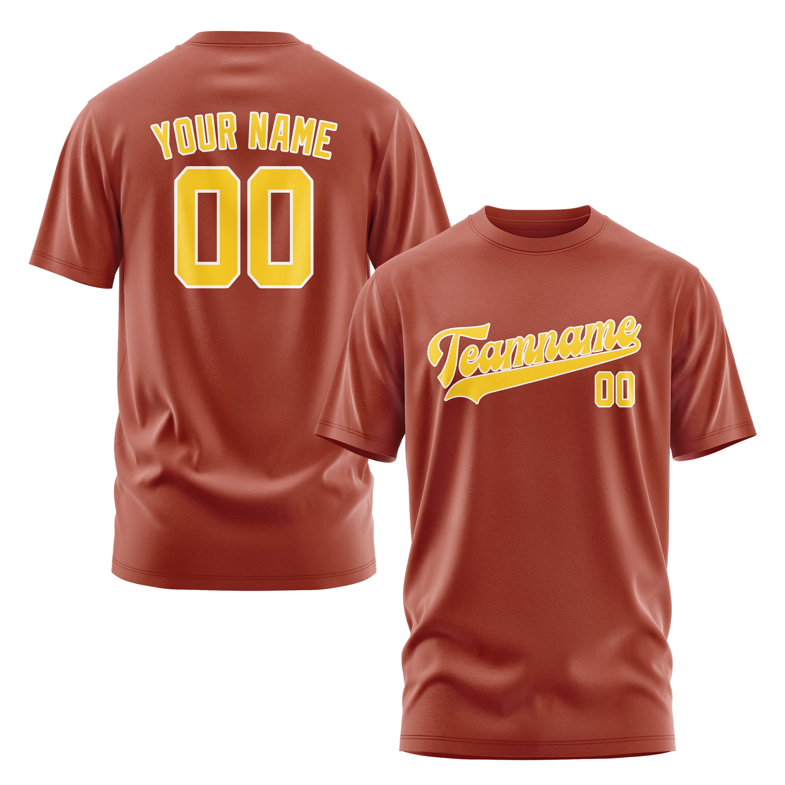 Custom Coral Red Gold T-Shirt