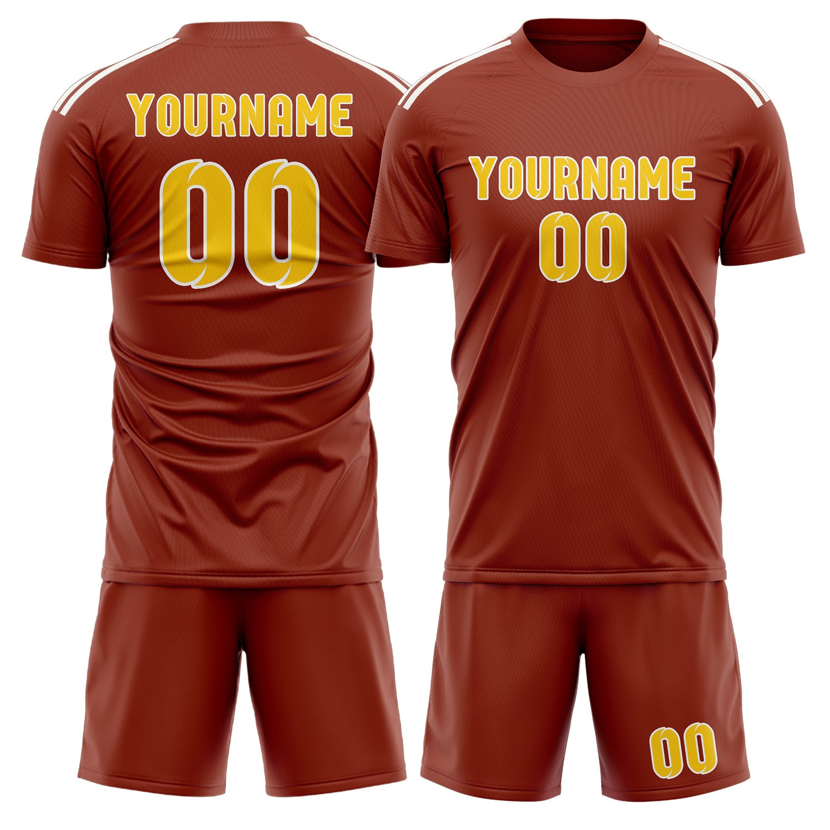 Custom Coral Red Gold Soccer Set