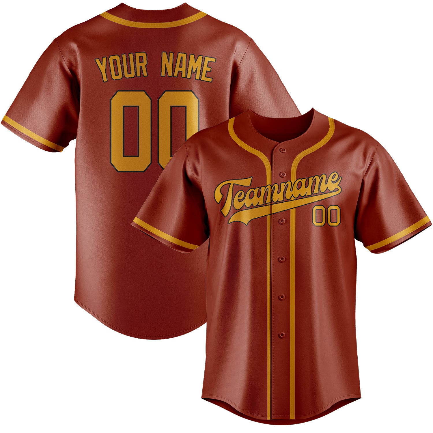Custom Coral Red Yellow Baseball Jersey