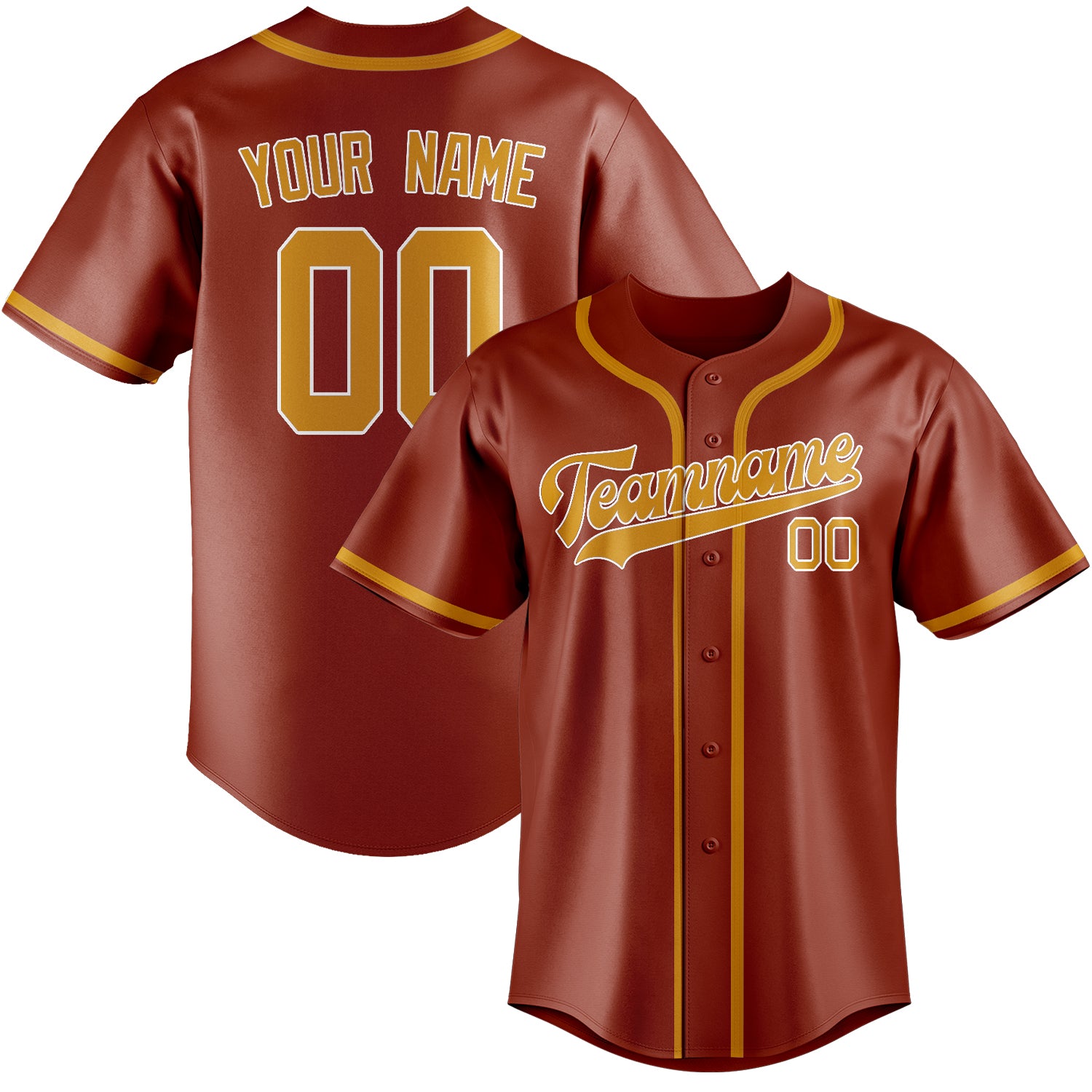 Custom Coral Red Yellow Baseball Jersey