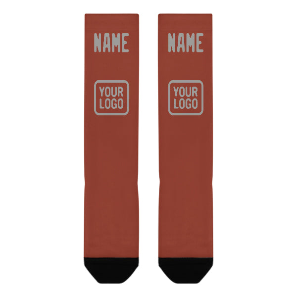 Custom Coral Red Gray Knee-High Sock