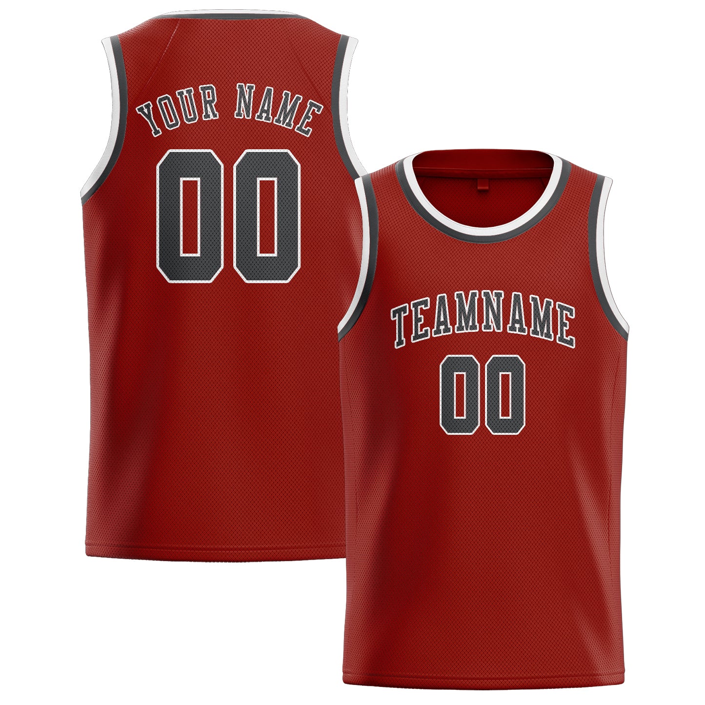 Custom Coral Red Dark Grey Basketball Jersey