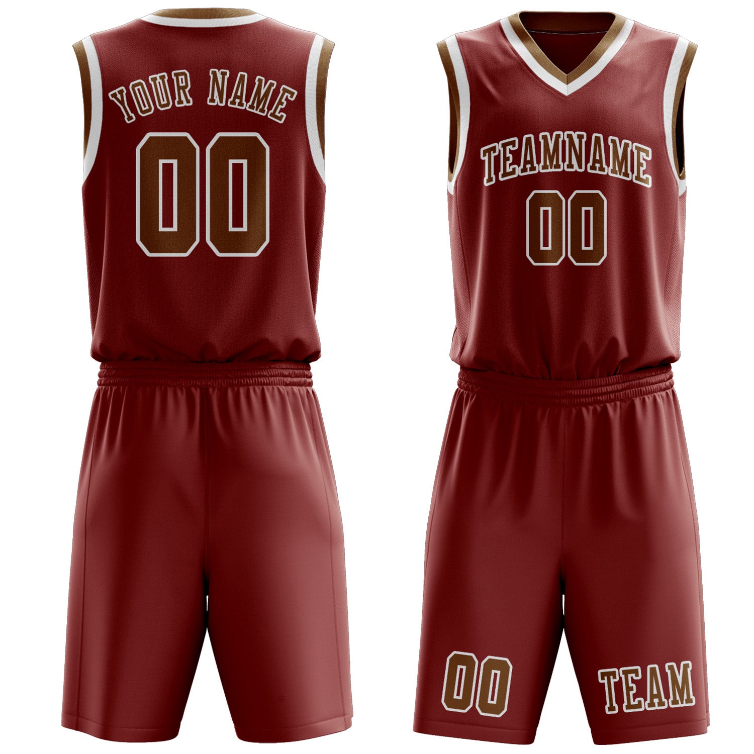 Custom Coral Red Khaki Basketball Set
