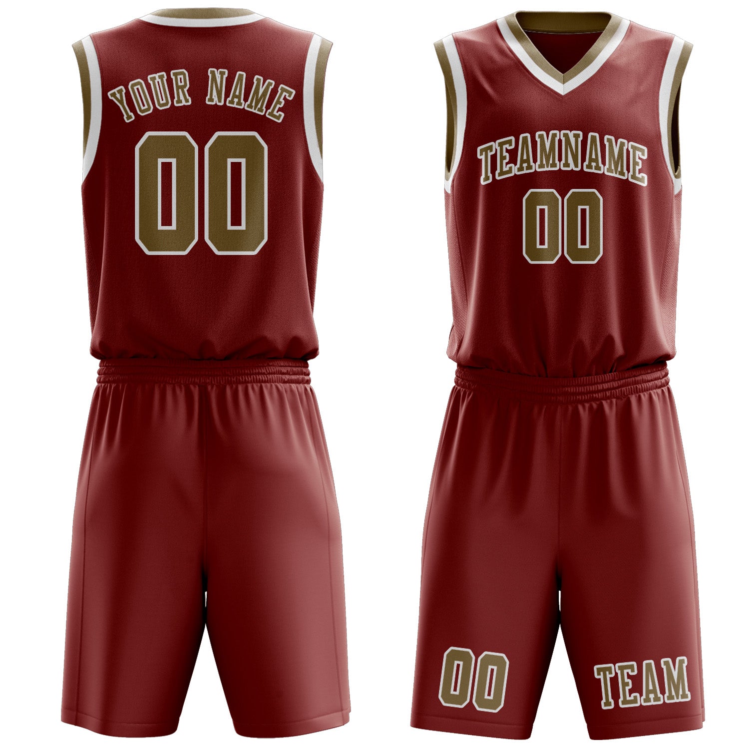 Custom Coral Red Light Khaki Basketball Set