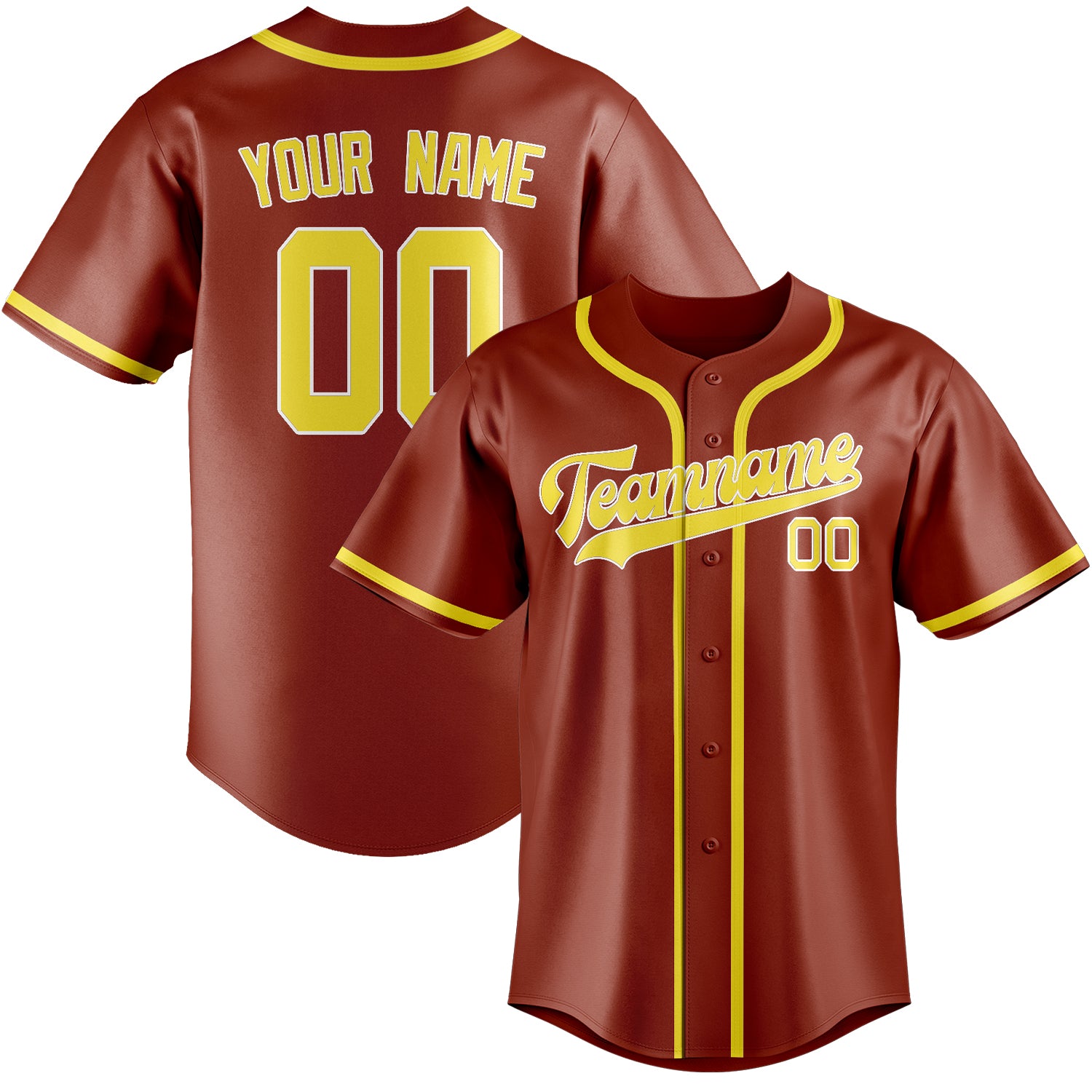 Custom Coral Red Light Yellow Baseball Jersey