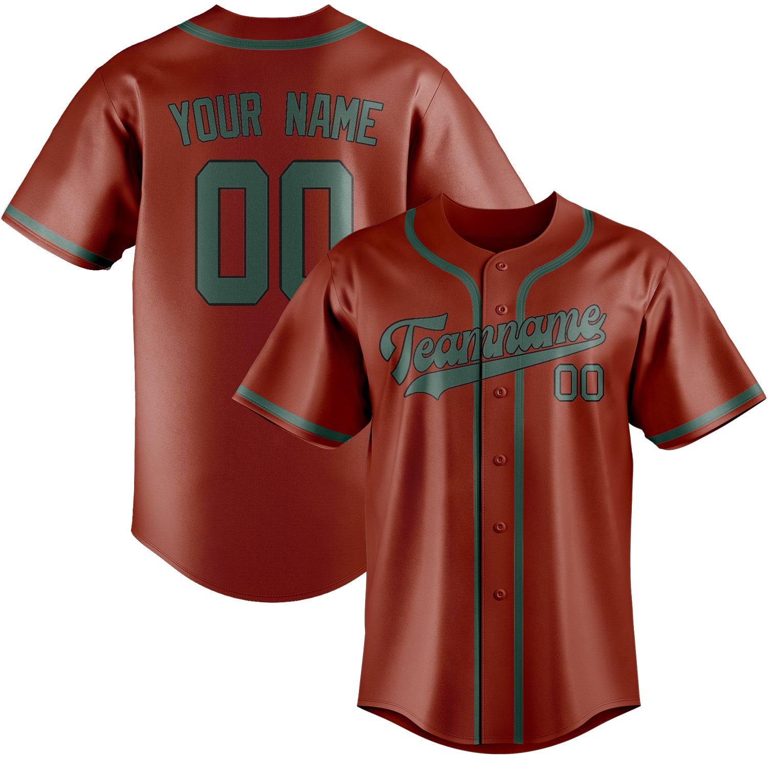 Custom Coral Red Blue Green Baseball Jersey