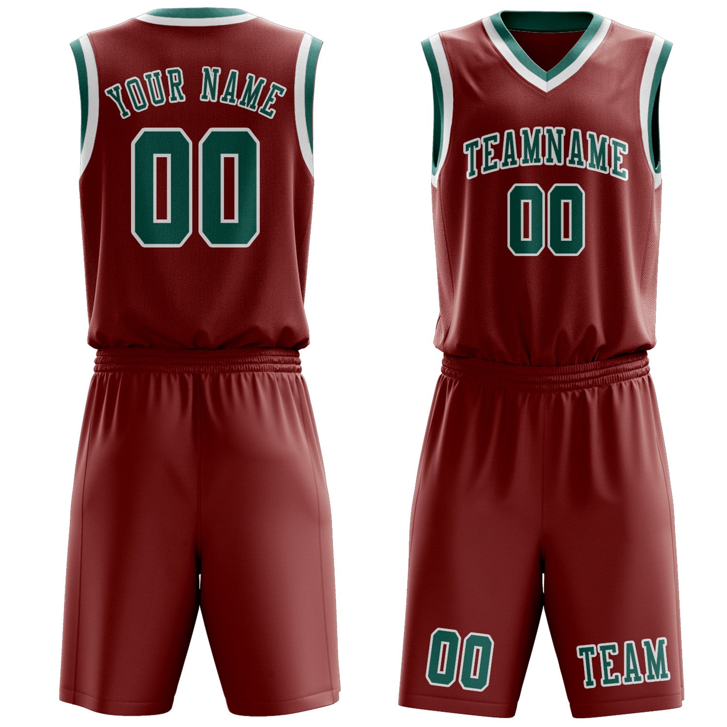 Custom Coral Red Blue Green Basketball Set