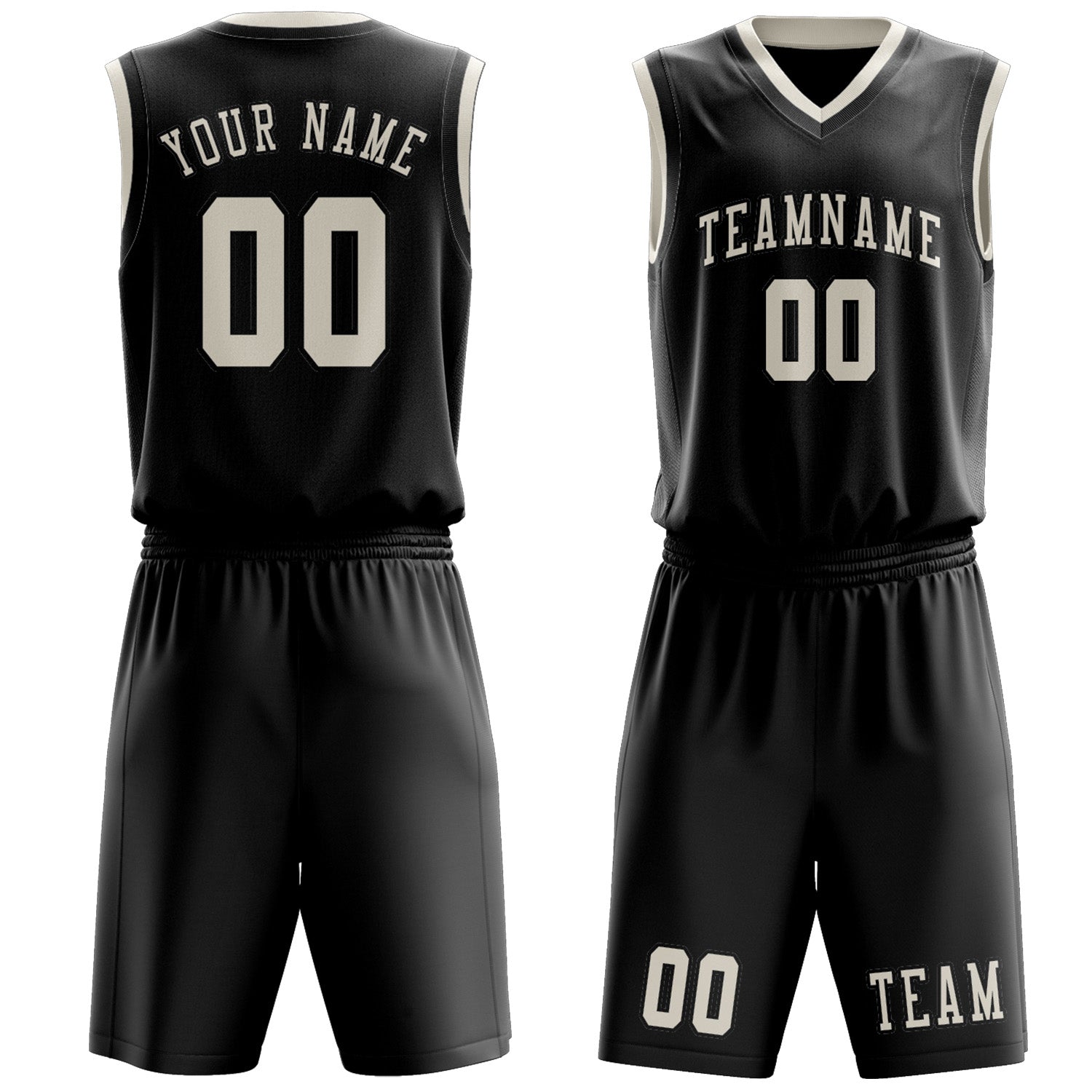 Custom Black Cream Basketball Set