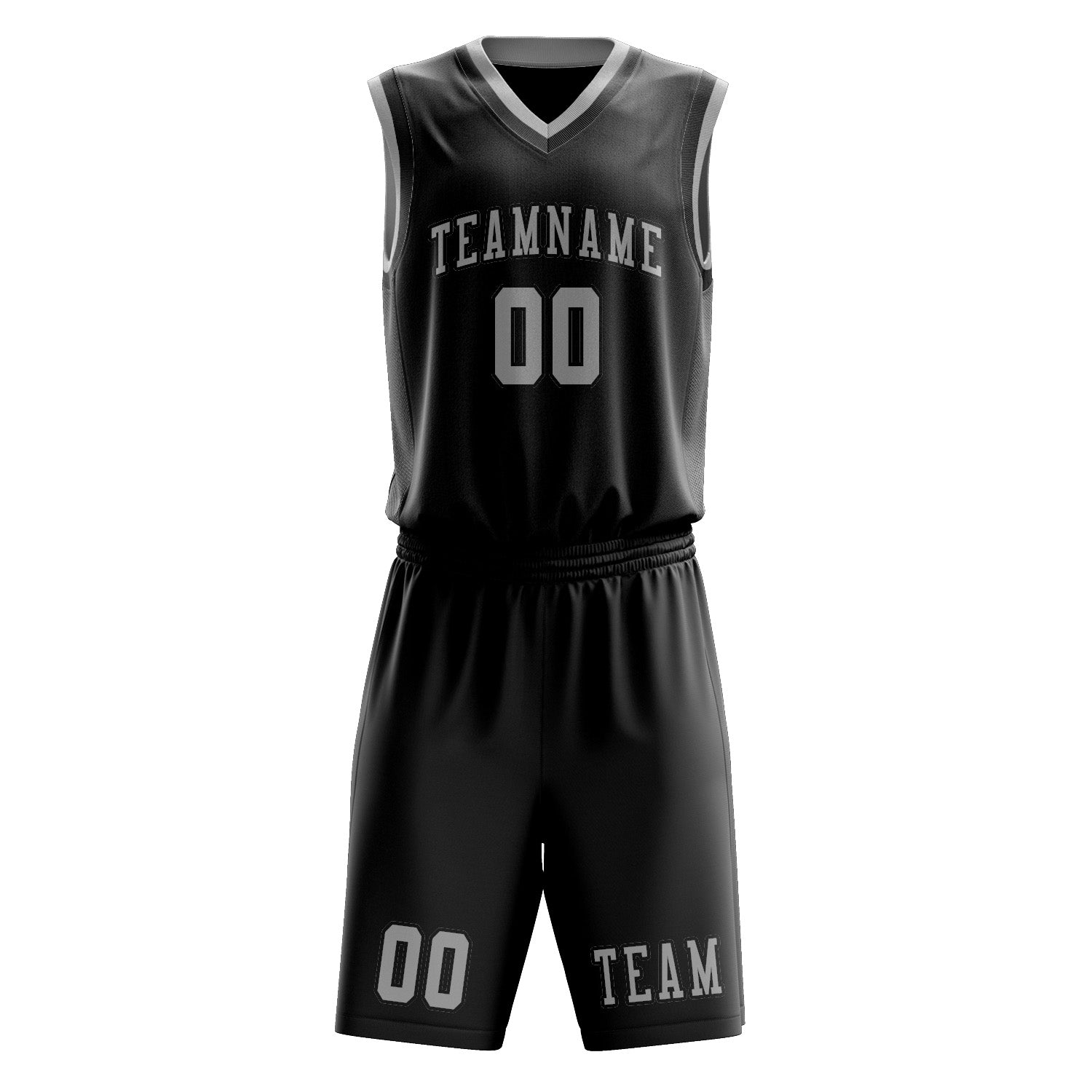 Custom Black Gray Basketball Set