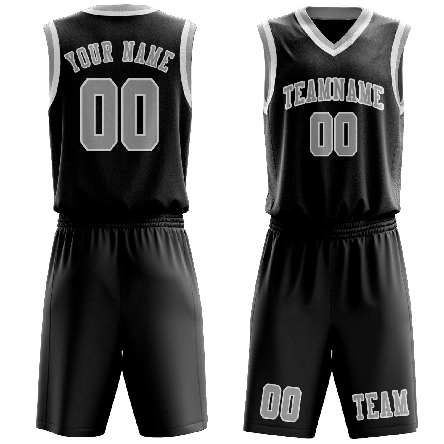 Custom Black Gray Basketball Set