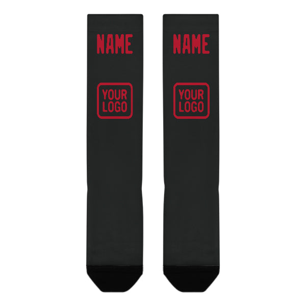 Custom Black Red Knee-High Sock