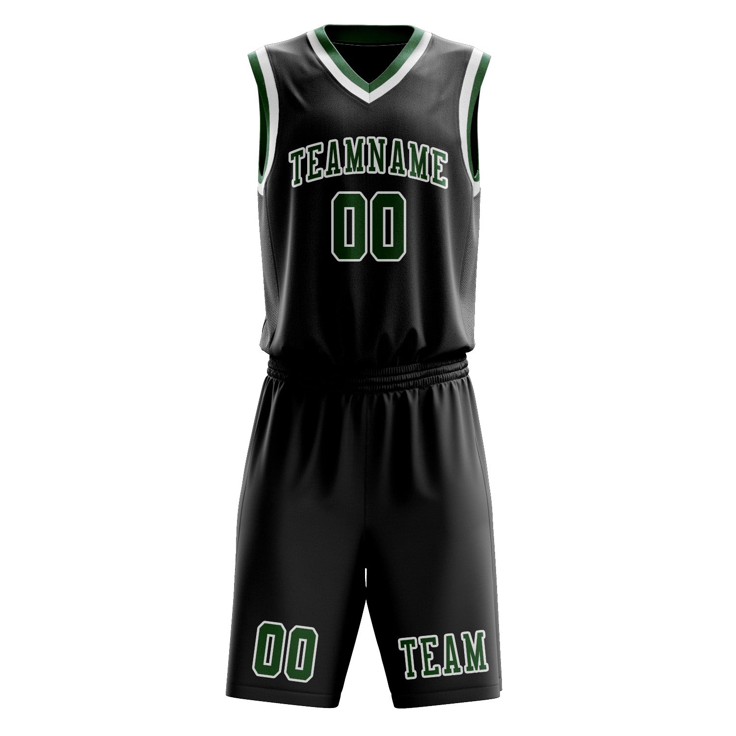 Custom Black Green Basketball Set