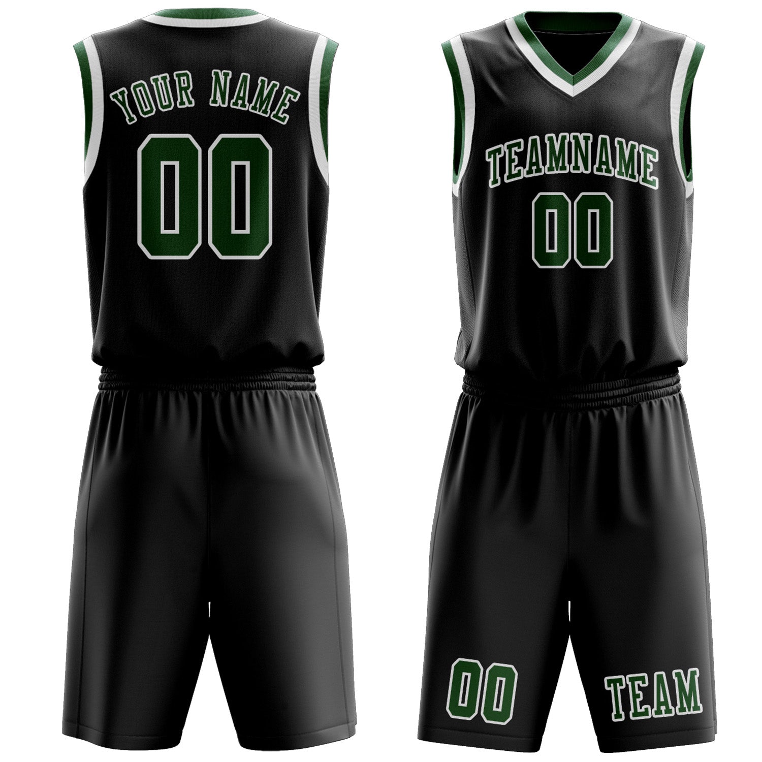 Custom Black Green Basketball Set